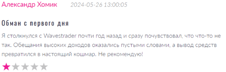 Негативный скрин о Wavestrader