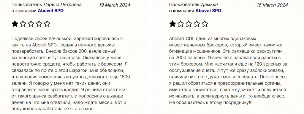 Abovet SPG реальные отзывы клиентов