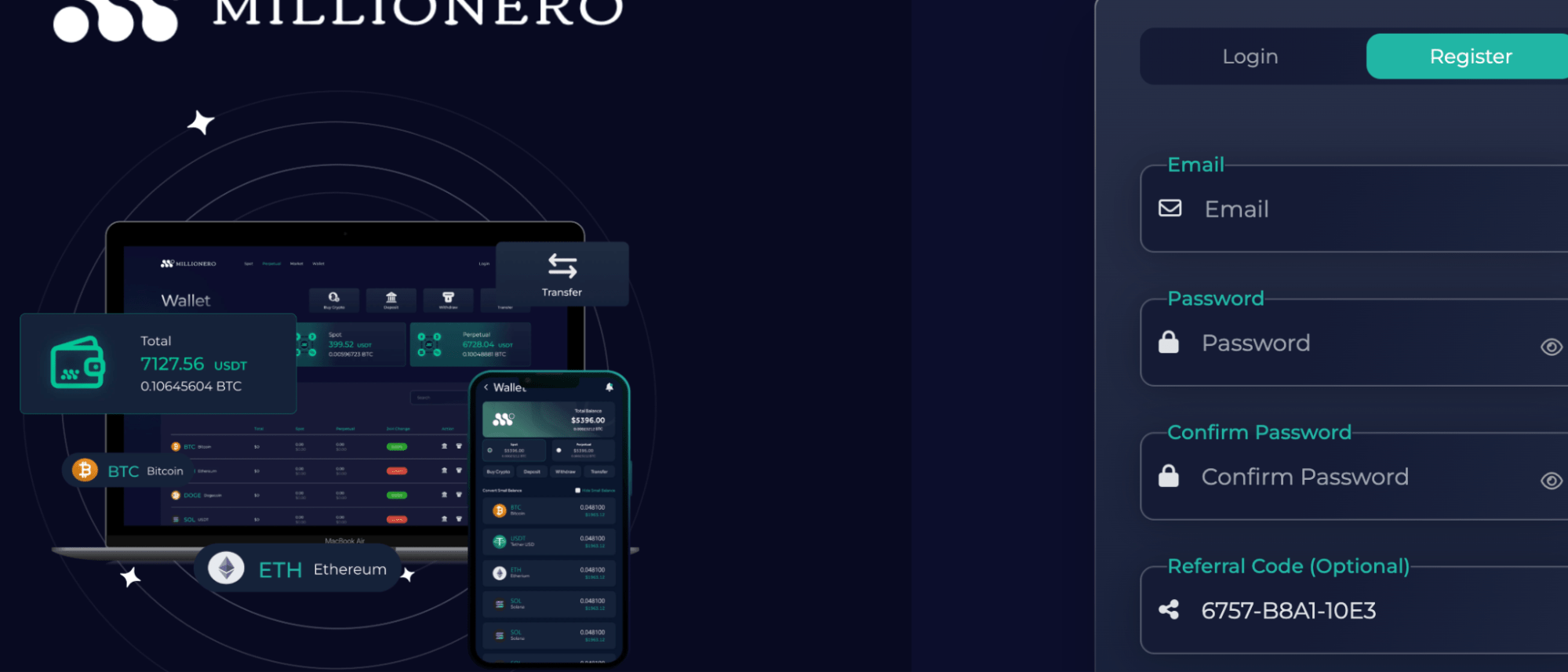 страница сайта Millionero