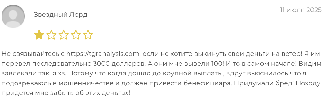 отзыв о брокере TGRanalysis