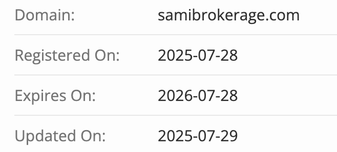 домен SAMI Brokerage LLC