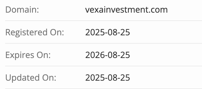 VEXA INVESTMENT домен