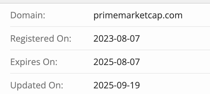 PrimeMarketCap домен