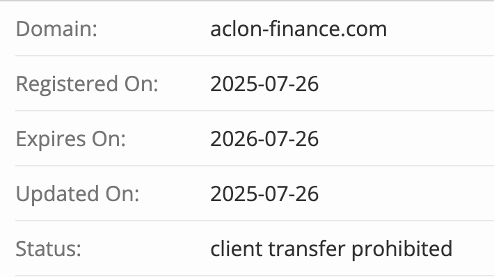 Aclon Finance SA домен