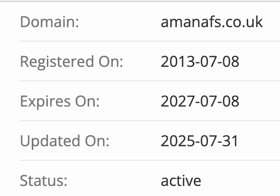 Amana Financial Services UK Limited домен